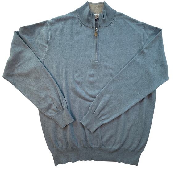 Peter Millar Other - PETER MILLAR Crown Soft Blue Cotton-Silk- Cashmere Quarter Zip Sweater Size M